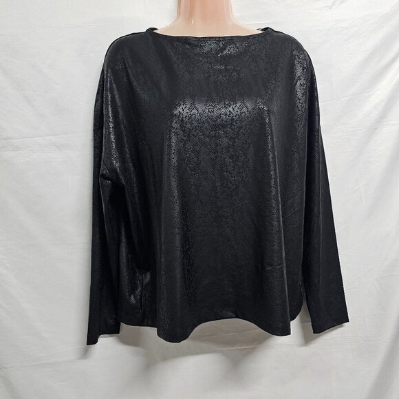 All Saints Faux Leather Oversized Short Top Blouse Shirt Women Size XS Black - Picture 1 of 12